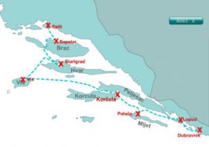 Dubrovnik to Split cruise map