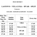 Split - Hvar - Vela Luka - Lastovo catamaran schedule (low season)