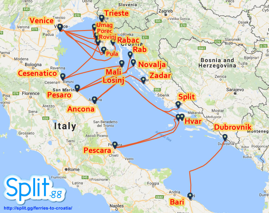 Italy to Croatia ferry routes
