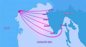 Rute de feribot de la Veneția la Croația