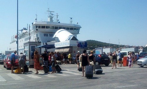 Summer ferry crowds at Split port
