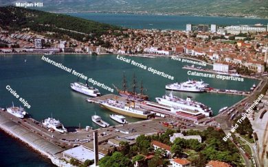Split ferry port berths