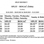 Split to Rogac (Solta) ferry timetable - low season