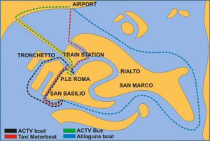 Mapa do porto de ferry de Veneza