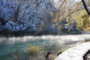 Snow in Plitvice Lakes